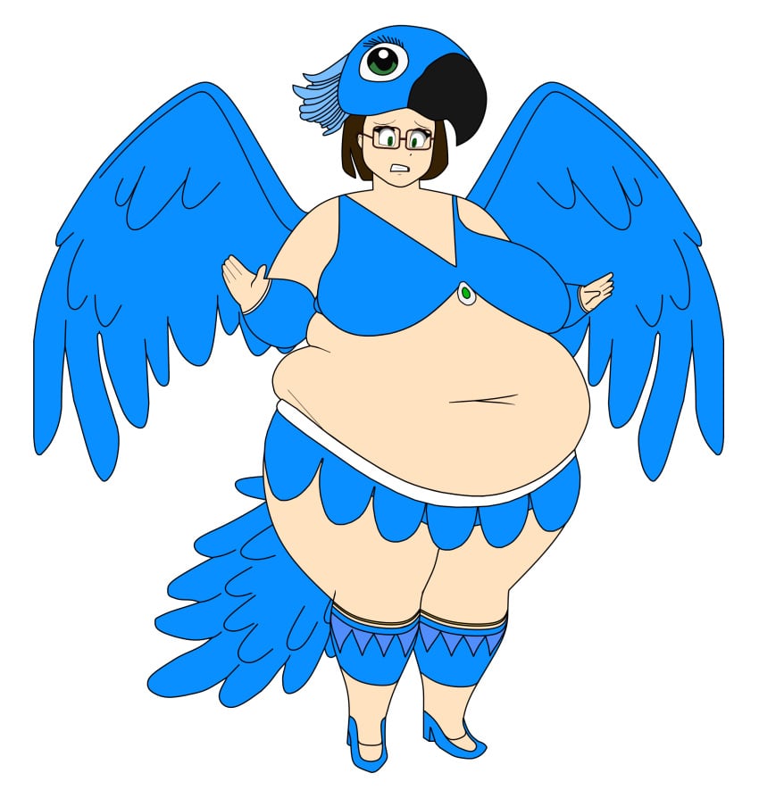 bbw belly belly_button bikini bird_costume blue_bikini breasts costume fat linda_gunderson obese obese_female rio_(film) rio_(series) wings