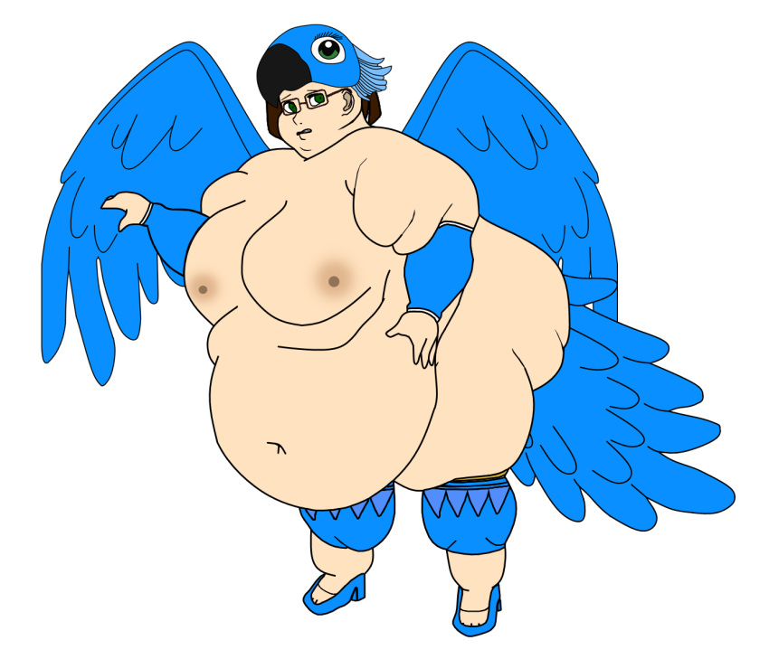 bbw belly belly_button bikini bird_costume breasts costume fat linda_gunderson nipples nude nude_female obese obese_female rio_(film) rio_(series) wings