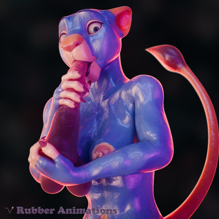 16:9 3d_(artwork) animal_dildo animal_sex_toy anthro black_background blue_eyes breasts digital_media_(artwork) dildo dildo_in_mouth disney english_text equine_dildo felid female hi_res latex latex_skinsuit lion looking_at_viewer mammal nala nala_(the_lion_king) nipples pantherine rubber_(artist) sex_toy sex_toy_in_mouth sex_toy_insertion signature simple_background solo tail tail_tuft text the_lion_king tuft widescreen