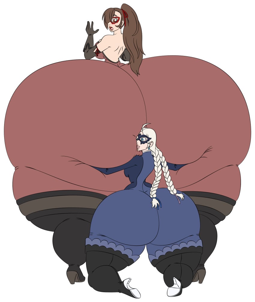 2girls ass_bigger_than_body ass_bigger_than_breasts ass_bigger_than_head ass_bigger_than_torso elek-tronikz enormous_ass fire_emblem fire_emblem_fates giantess hugging_ass hyper hyper_ass kagero_(fire_emblem) looking_at_viewer massive_ass multiple_girls nina_(fire_emblem) nintendo smothering smothering_ass surprised tagme