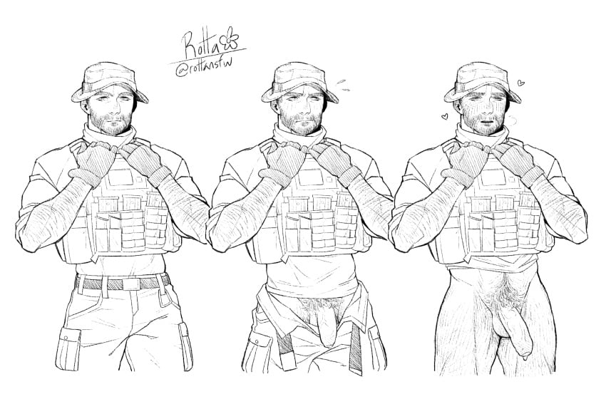 1boy activision balls bara beard big_penis blush bulge bulge_through_clothing call_of_duty call_of_duty_modern_warfare call_of_duty_modern_warfare_2_(2022) captain_price clothing erection facial_hair flaccid gear genital_fluids gloves hair hairy hard_on john_price male male_focus male_only manly muscular muscular_male pubic_hair rottansfw thick_thighs veiny_penis