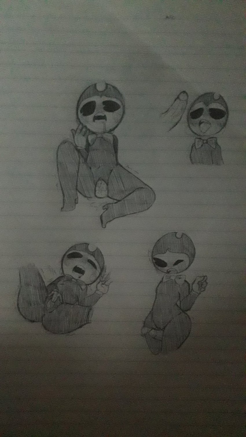 bendy bendy_and_the_ink_machine bendy_fem bendy_the_dancing_demon cute kuro_inkku pencil_(artwork) penis pussy tagme tiny