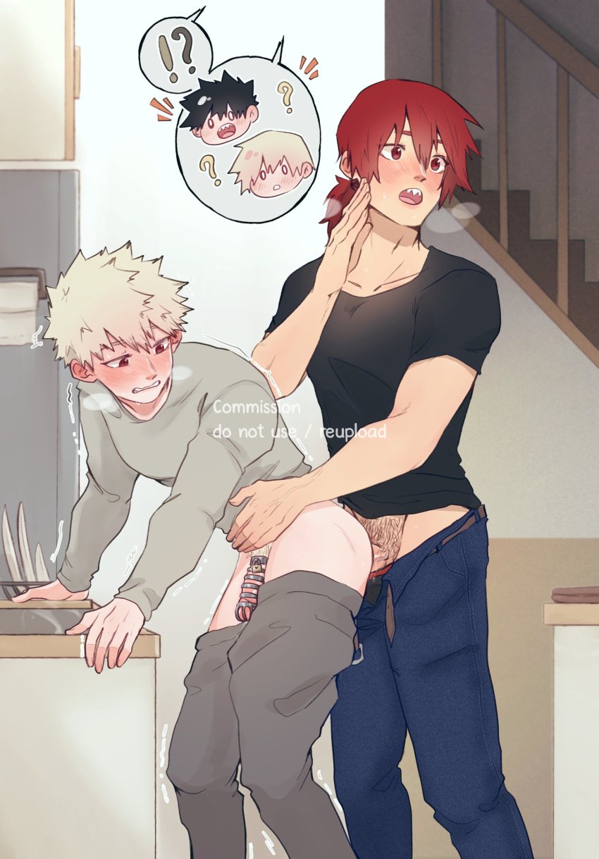 ...bakugou_katsuki blush eijirou_kirishima gay gay_sex jeans katsuki_bakugo...