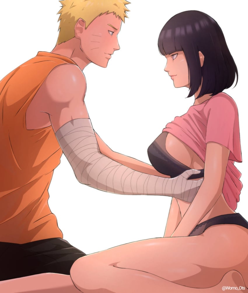 1boy 1boy1girl 1girls boruto:_naruto_next_generations bra canon_couple couple husband_and_wife hyuuga_hinata imminent_sex married_couple naruto naruto_(series) panties removing_clothing removing_shirt underwear undressing uzumaki_naruto womo_ots