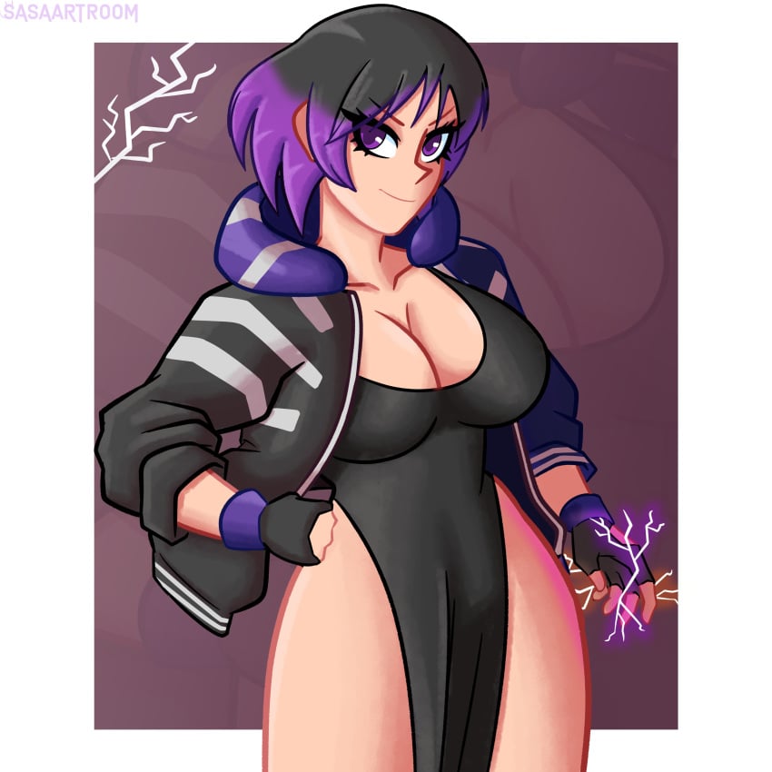 1girls asian_female big_breasts cleavage female female_only light-skinned_female namco reina_mishima sasa_akamegane tekken tekken_8 thick_thighs wide_hips