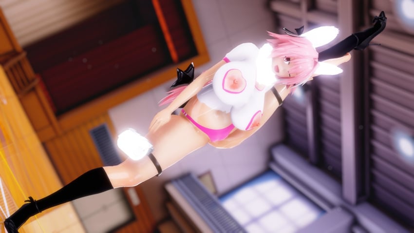 1girls 3d armwear astolfo_(fate) big_breasts breasts fate/grand_order fate_(series) female_astolfo feminization genderswap_(mtf) hair_ornament high_heels kneehighs leg_band leg_up long_braid mmd pink_eyes pink_hair rule_63 short_hair standing_split thighhighs trolltengu wink