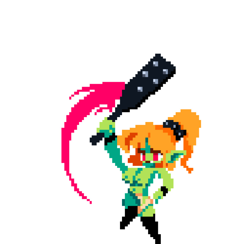 1girls animated club color colored edit edited female flipwitch_:_forbidden_sex_hex game_cg orange_hair pixel_animation pixel_art red_eyes sprite swinging_weapon tagme third-party_edit transparent_background weapon