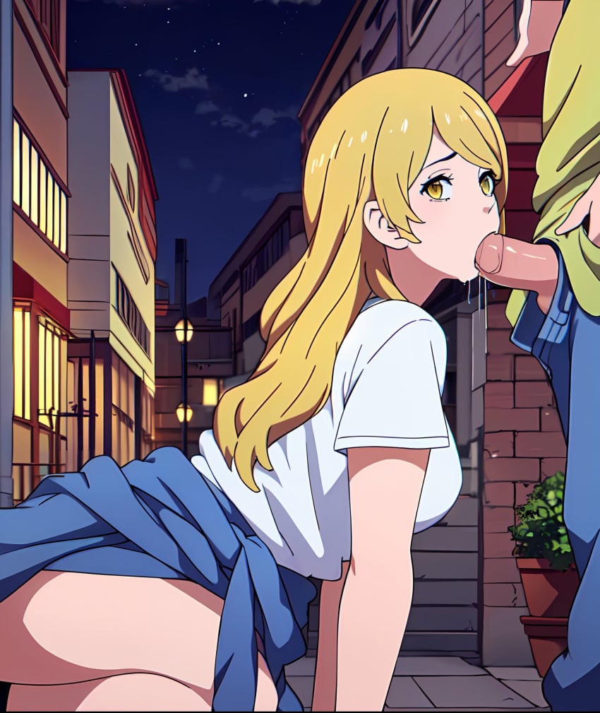 1boy 1boy1girl 1girls 2d ai_generated blonde_female blonde_hair blowjob emma_sano female female_focus gold_eyes male male/female oral oral_sex patreon penis_in_mouth public public_blowjob public_oral ranway_(artist) school_uniform submissive_female sucking_penis tokyo_revengers uncensored