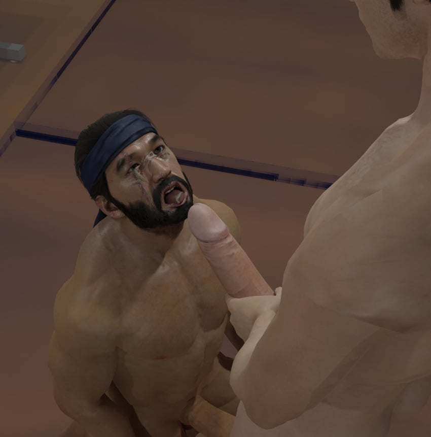 2boys 2humans 3d 3d_model black_hair brown_hair cum cum_on_face cumshot facial gay gay_blowjob gay_oral gay_sex kneeling kneeling_oral_position kuai_liang looking_at_partner lumpyrumps_(artist) male male/male male_focus male_only male_pov mortal_kombat mortal_kombat_11 netherrealm_studios scar_on_face sub-zero tongue_out