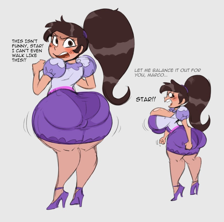 bimbo bimbo_body bimbofied breast_expansion dunnhierdraws english_text female genderswap genderswap_(mtf) high_heels huge_ass huge_breasts latina marco_diaz princess_marcia princess_marco rule_63 star_vs_the_forces_of_evil text thick_thighs transformation wide_hips