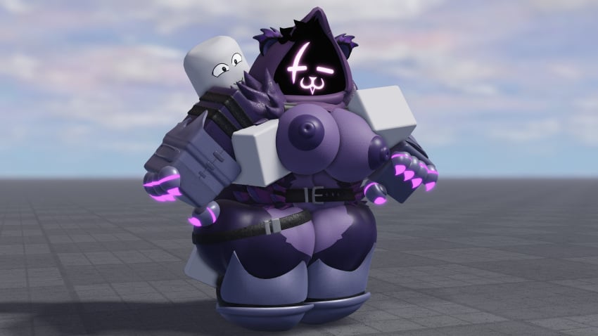 1boy 1girls 3d :3 baseplate big_breasts breasts caffinatedbuns duo_focus fortnite fortnite:_battle_royale holding_breast nipples raven_team_leader roblox robloxian smug tagme