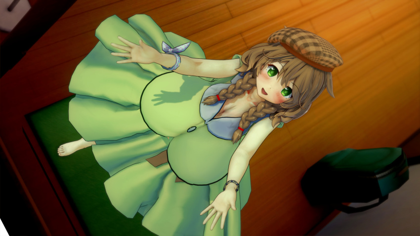 1girls 3d breasts_bigger_than_head cleavage dress embrace gigantic_breasts height_difference koikatsu looking_at_viewer nijisanji pov shortstack smile smiling virtual_youtuber vtuber warabeda_meiji warabeda_meijii