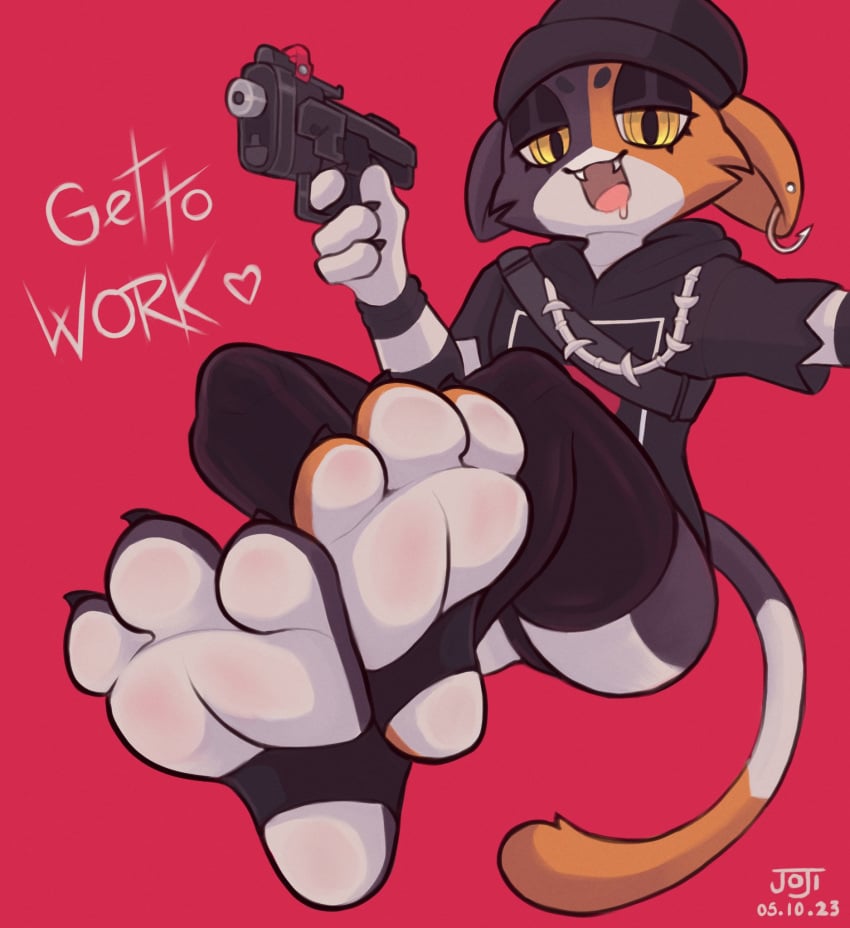 1girls 3_toes anthro beanie claws crossed_legs epic_games fangs feet feline female foot_fetish foot_focus fortnite furry gun half-closed_eyes handgun holding_gun hoodie joooji meow_skulls_(fortnite) smiling smug solo solo_anthro solo_female solo_focus stirrup_legwear stirrup_socks tagme toe_claws toeless_legwear toeless_socks toes