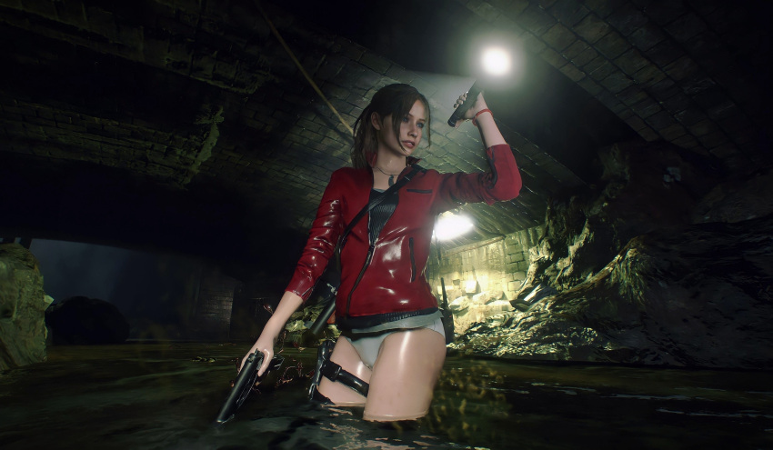 3d claire_redfield kyle_phalanx no_pants panties pantsless resident_evil sewer white_panties