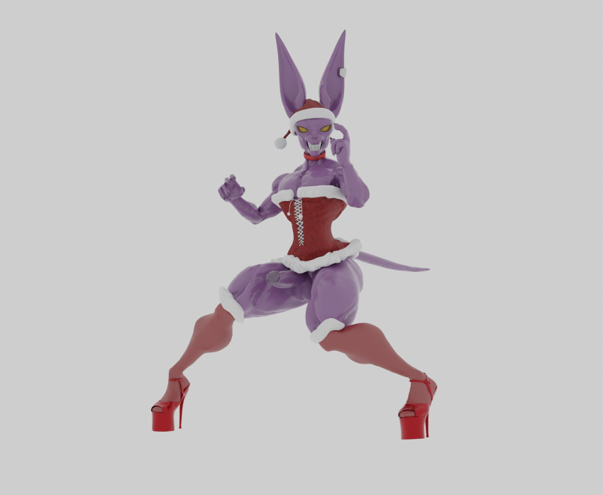 1boy 3d 3d_(artwork) 3d_model anthro anthro_only anubeensfw beerus cat_ears cat_tail christmas christmas_outfit corset crossdressing dragon_ball dragon_ball_super high_heels holidays male male_only muscular_thighs penis platform_heels purple_body smile smiling solo solo_male tagme yaoi yellow_eyes