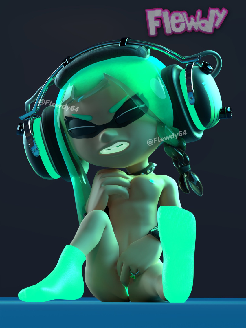 3d 3d_(artwork) animal_humanoid anthro blender blowtayy braid cephalopod cephalopod_humanoid clenched_teeth closed_eyes female female_only fingering flewdy headphones humanoid inkling inkling_girl looking_pleasured mask_(marking) masturbating masturbation naked_socks nintendo nipples nude pointy_ears pseudo_hair pussy socks solo splatoon splatoon_(series) splatoon_3 squid tentacle tentacle_hair tentacles