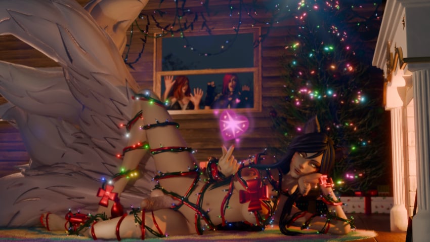 1futa 3d ahri breasts christmas christmas_lights dick fox fox_ears futa_only futanari katarina_du_couteau league_of_legends looking_at_viewer miss_fortune otaviox6 solo_futa tail wrapped yellow_eyes