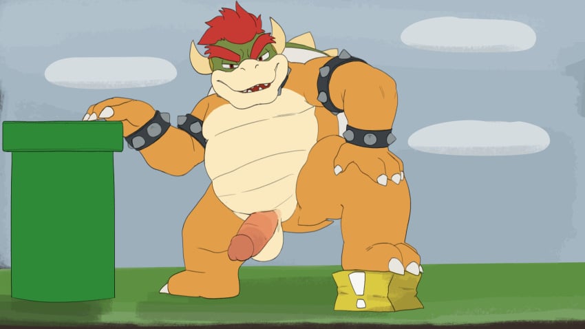 !_block animated anthro balls bowser genitals hi_res koopa male male_only mario_(series) nintendo nobodyshouse nude nude_male outdoors penis presenting presenting_penis scalie solo super_mario_bros. warp_pipe