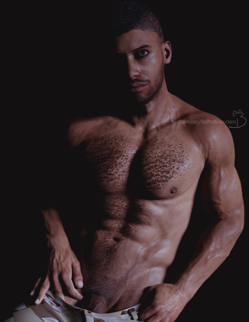 1boy 2023 3d 3d_model activision bara bara_tits barazoku bettybattaglia call_of_duty call_of_duty:_modern_warfare_2 call_of_duty_modern_warfare_2_(2022) clothing dark-skinned_male gay hairy_chest kyle_garrick looking_at_viewer male male_focus male_nipples male_only manly muscular_male nipples penis solo solo_male yaoi