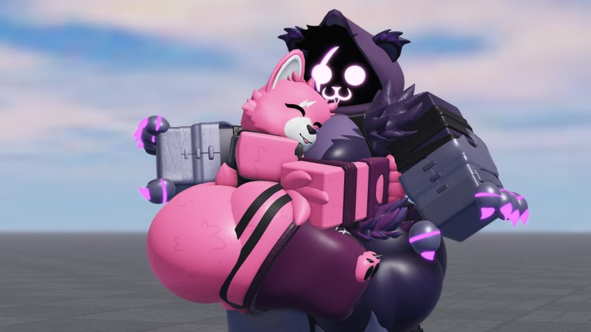 2girls 3d ass baseplate big_ass big_breasts breasts caffinatedbuns cuddle_team_leader fortnite fortnite:_battle_royale hugging raven_team_leader roblox robloxian tagme thick_thighs thighs