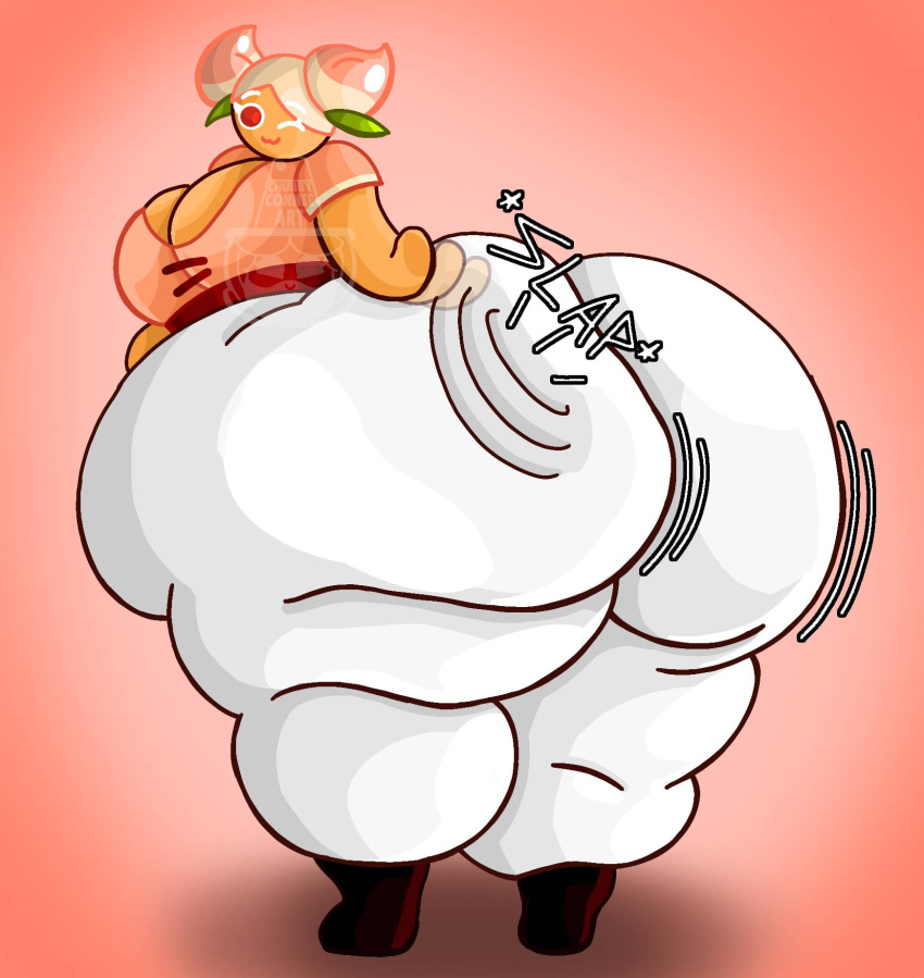 ass_bigger_than_head ass_bigger_than_torso big_ass chubbyconnieart cookie_run cookie_run_ovenbreak female obese peach_cookie