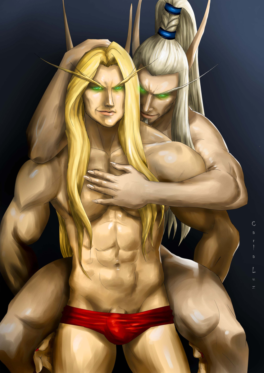 2boys blood_elf briefs gay kael'thas_sunstrider lor'themar_theron male_only muscle world_of_warcraft yaoi