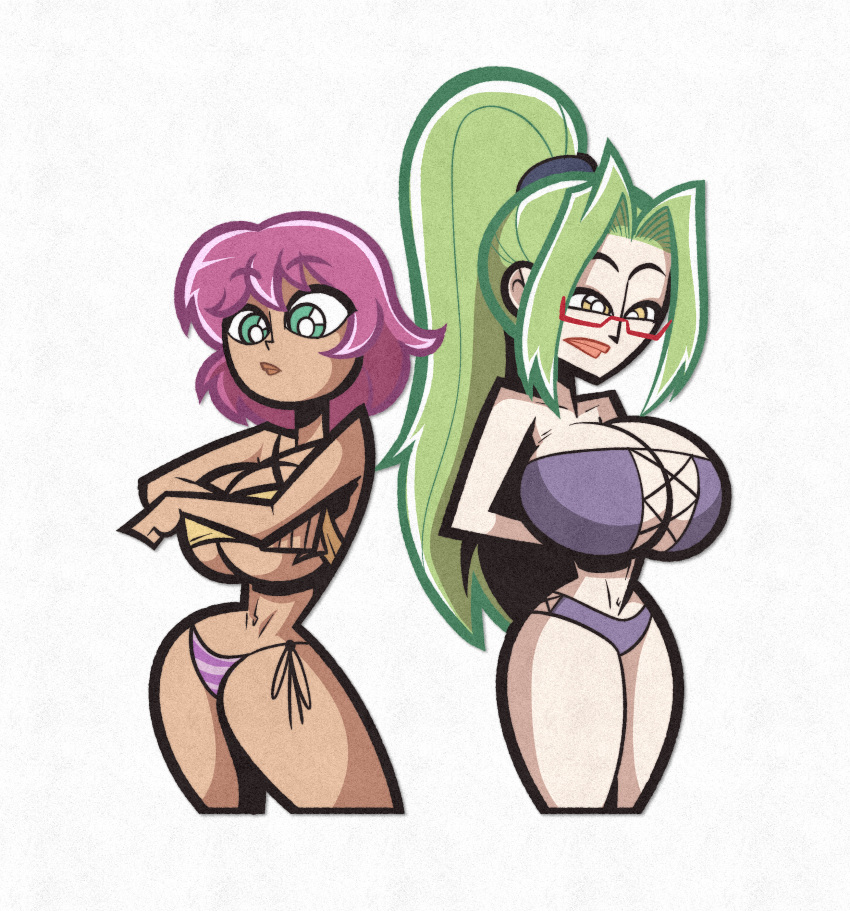 big_breasts big_hips bikini brunette fan_art green_hair hanyuu_mizuki iihara_nao jojobrito lingerie pink_hair ponytail resort_boin short_hair underboob underwear undressing untying vampire_(hentai_ova) vampire_(ova)