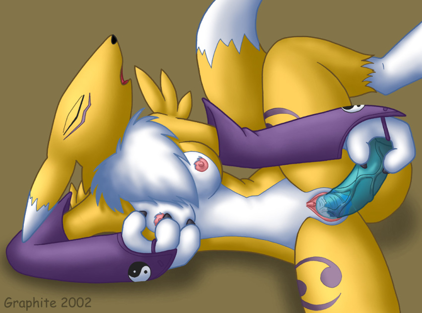 anthro color digimon female female_only fur furry graphite masturbation nude renamon side_view solo tagme vulva