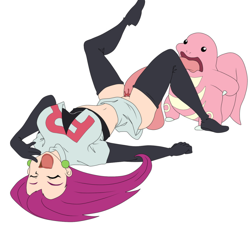 boots cunnilingus female high_heel_boots human jessie_(pokemon) lickitung masterman114 oral pokemon pokephilia team_rocket thigh_boots tongue vaginal_penetration