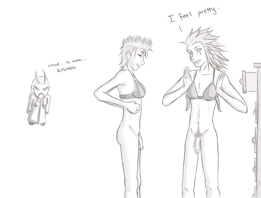 axel_(kingdom_hearts) demyx disney kingdom_hearts male_only monochrome nobody_(kingdom_hearts) penis square_enix tagme