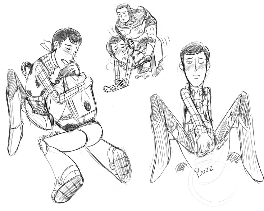 buzz_lightyear disney gay loralit male_only monochrome pixar rough_sketch tagme toy_story woody_pride