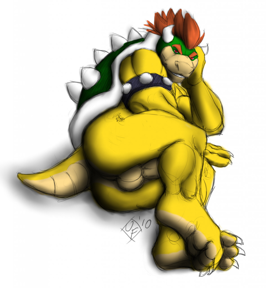 balls barefoot bowser claws color ishigray koopa male male_only mario_(series) nintendo nude on_side penis presenting scalie solo unshackled_fenrir video_games