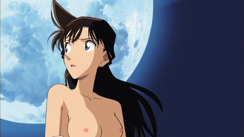 breasts detective_conan female female_only human moon night nude outdoors pale_skin pointy_chin ran_mouri solo tagme wide-set_eyes