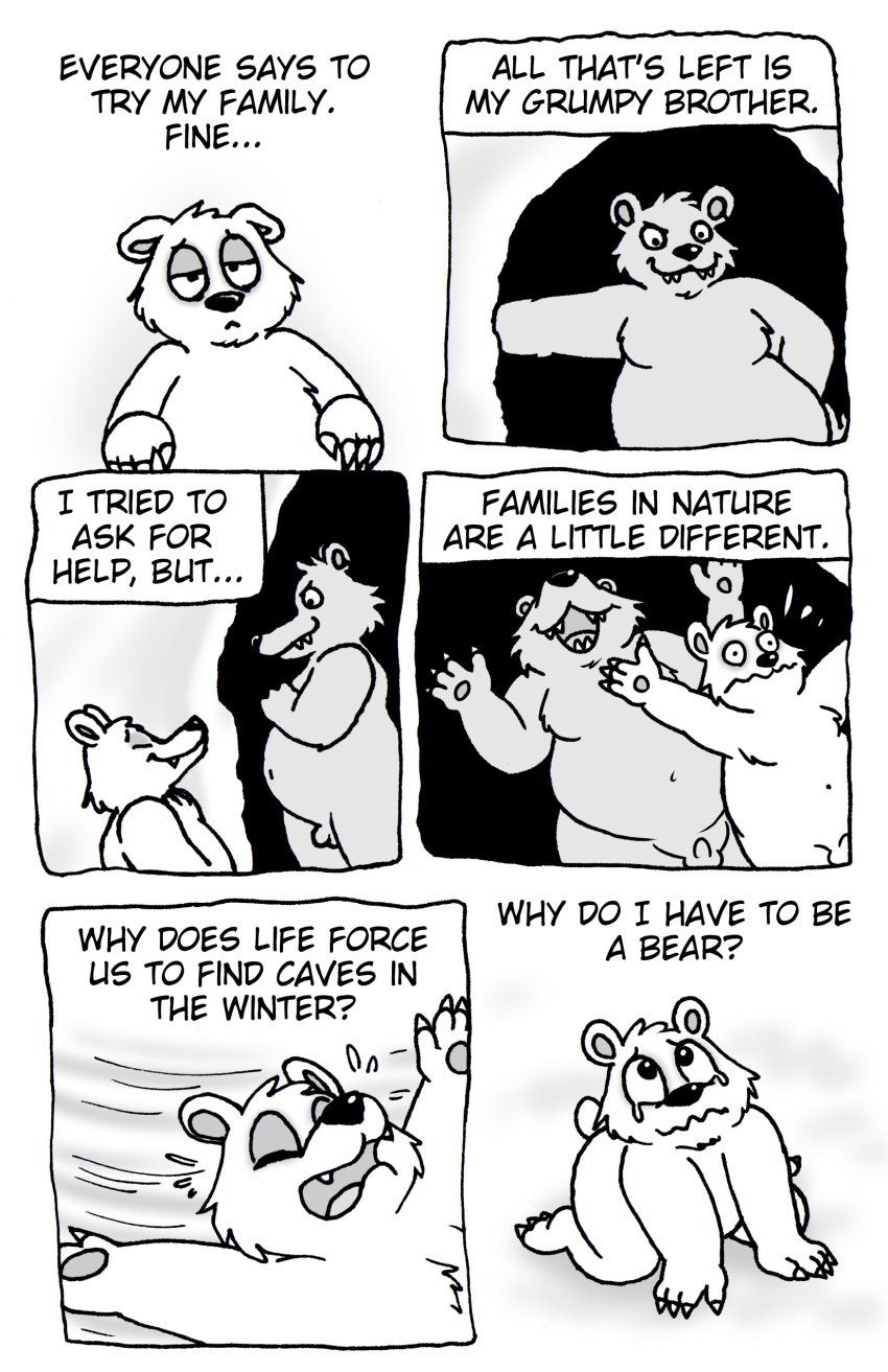 a_cave_for_the_winter bear bearnard comic dialogue english_text male_only mammal nishi penis snow text