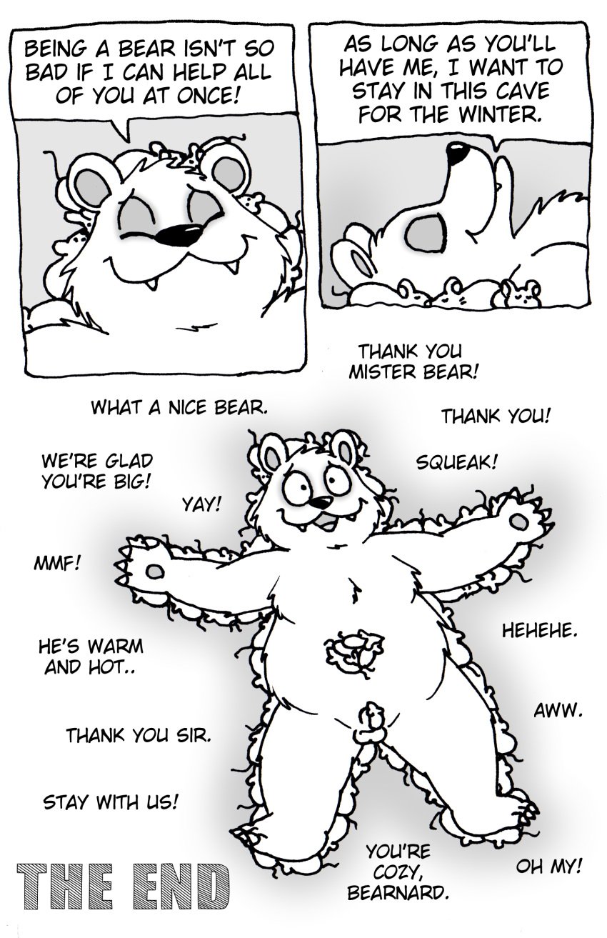 a_cave_for_the_winter balls bear bearnard comic dialogue english_text male_only mammal mouse nishi penis rodent snow text