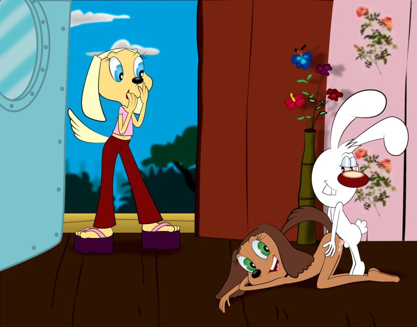 anthro brandy_and_mr._whiskers brandy_harrington canine disney disney_channel dog female fur furry male mammal mr._whiskers penis rabbit sex straight tagme testicles tiffany_turlington toon_disney