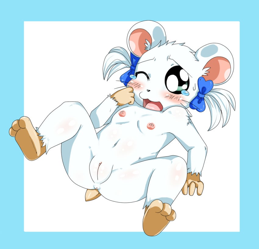 anthro bijou blush female furry hamster hamtaro_(series) nipples pussy ribbons rodent sssonic2 tear