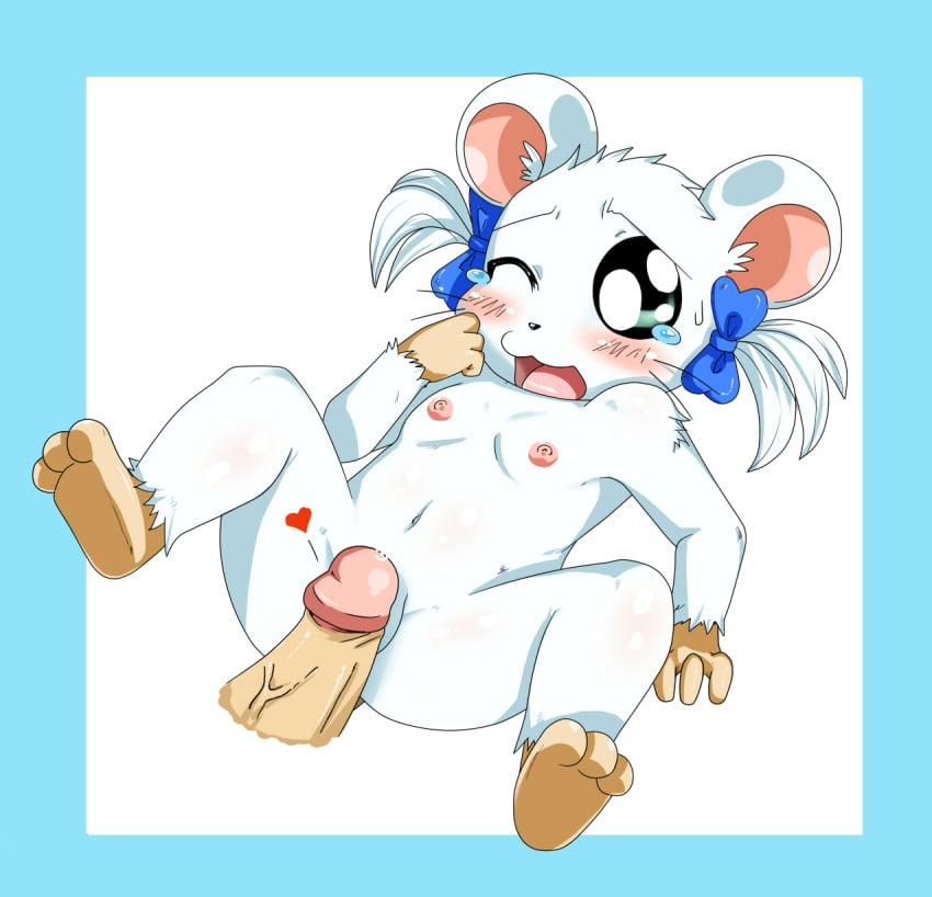 bijou blush female furry hamster hamtaro_(series) nipples penis pussy ribbons rodent sssonic2 tear