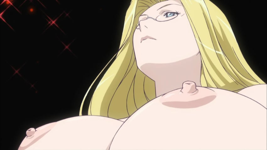 blonde_hair breasts glasses hair large_breasts mature_female melpha nipples queen's_blade screencap screenshot