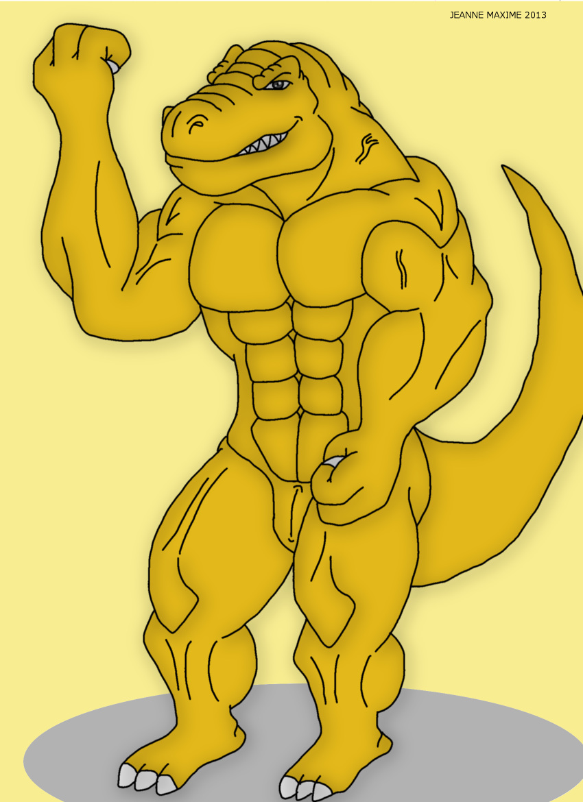 1boy 2013 abs anthro biceps dinosaur extreme_dinosaurs male male_only maxime-jeanne muscles nude pecs pose reptile scalie solo t-bone_(extreme_dinosaurs) tyrannosaurus_rex