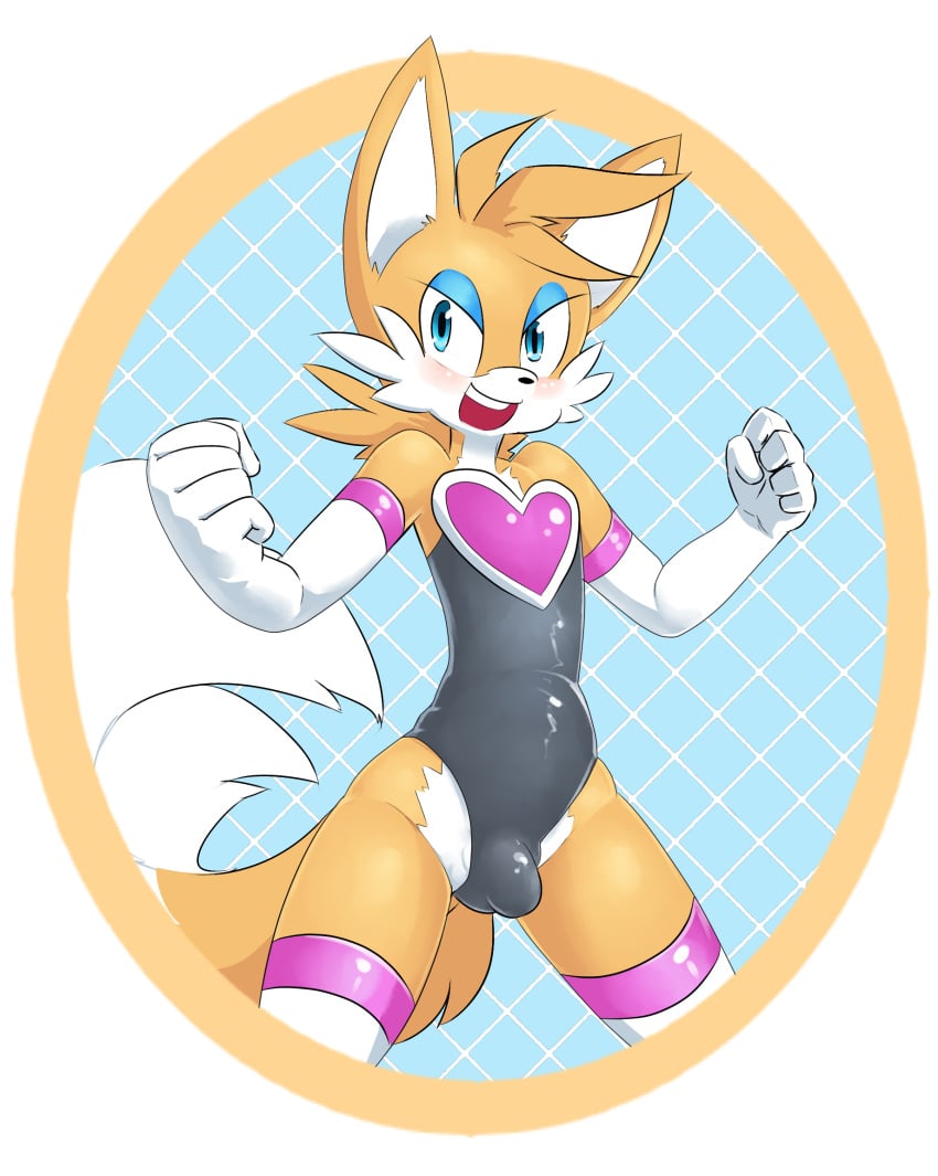 1boy 2015 androgynous anthro balls_in_leotard blue_eyes blush bulge canine cosplay crossdressing crossplay elbow_gloves excited eyeshadow femboy fox fox_boy front_view fur furry furry_only furry_tail girly gloves heart highres hourglass_figure legwear leotard looking_at_viewer makeup male male_only mammal miles_prower multi_tail multiple_tails penis_in_leotard pose rouge_the_bat_(cosplay) sissy smile solo sonic_(series) sparkydb spread_arms spread_legs spreading standing tail tails thick_thighs thighhighs trap wide_hips