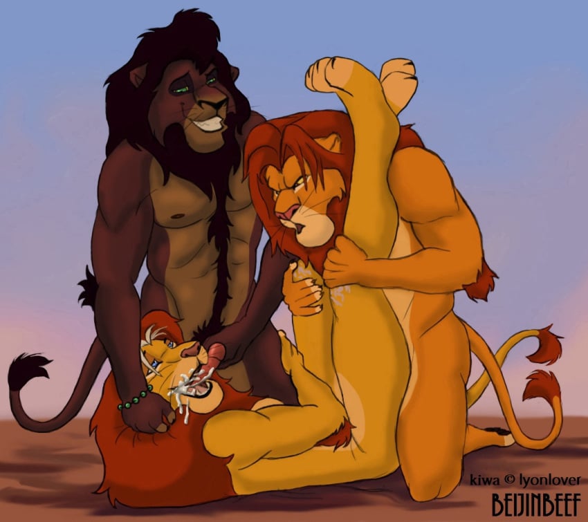 anthro anthrofied beijinbeef disney gay kiwa kovu lion male male_only sex simba tagme the_lion_king the_lion_king_ii:_simba's_pride