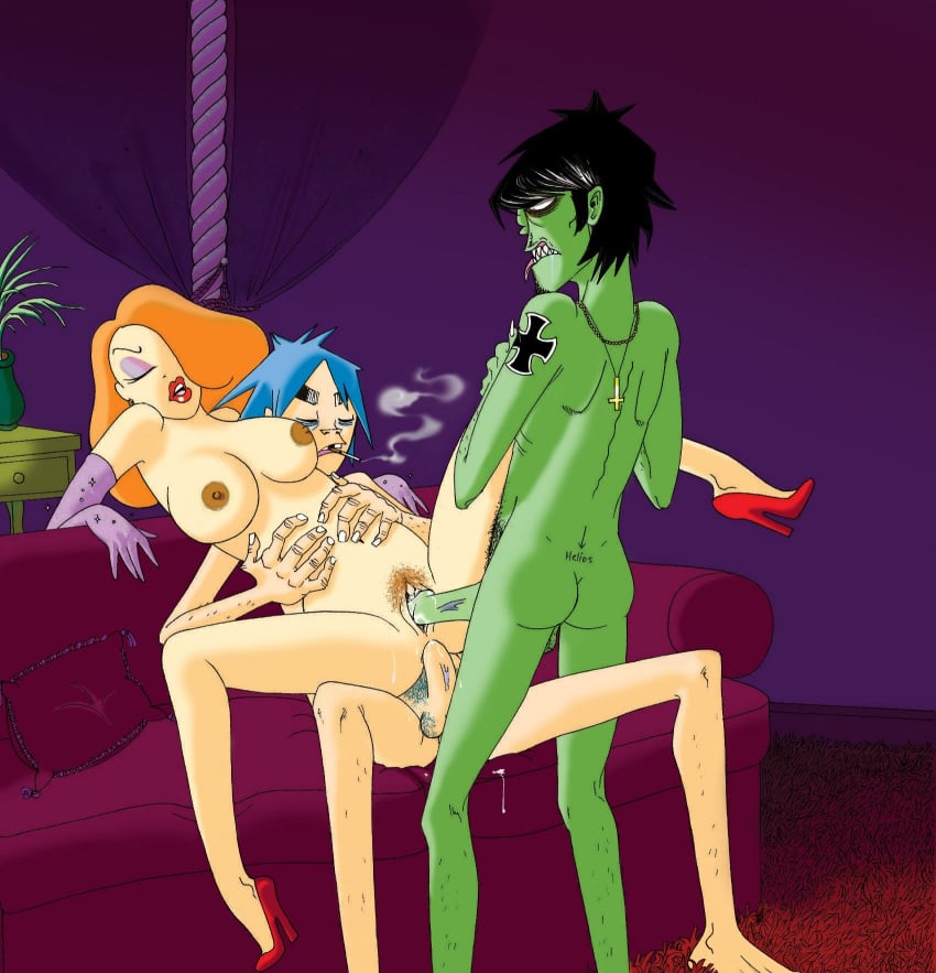 2d_(gorillaz) crossover disney double_penetration fantasydemon female gorillaz human jessica_rabbit male murdoc_niccals nipples penis pussy straight who_framed_roger_rabbit