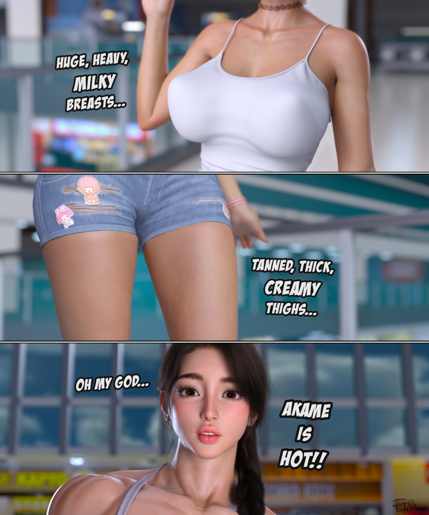 1futa 3d akame balls breasts brown_eyes brown_hair dark_eyes female futanari futaprisoner huge_balls huge_cock huge_cock light-skinned_female light_skin muscles muscular muscular_female muscular_futanari song testicles