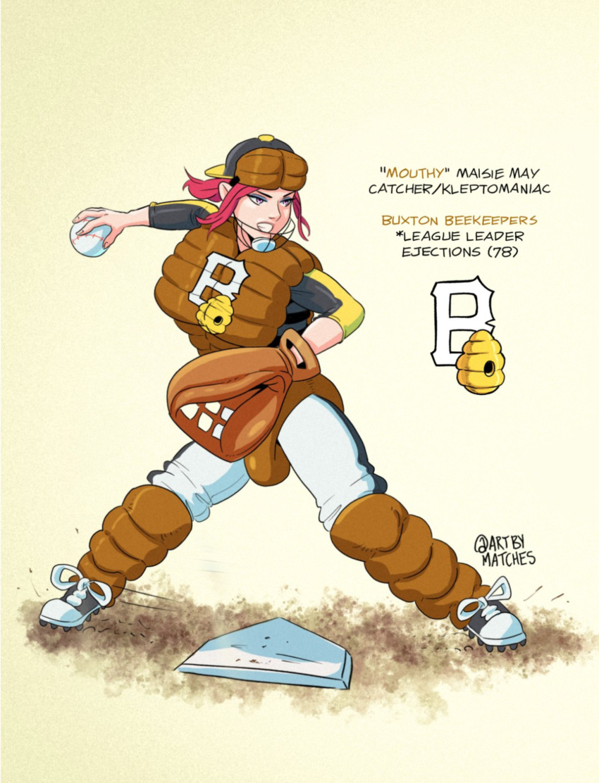 1futa artbymatches baseball_(ball) baseball_(sport) baseball_cap baseball_player baseball_uniform character_name clothed clothing description edit edited english_text footwear full_body fully_clothed futa_only futanari human intersex light-skinned_futanari pale_skin pink_hair solo sportswear text