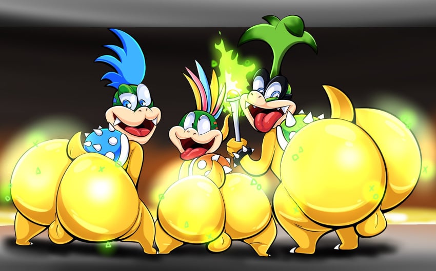 big_ass big_butt iggy_koopa koopaling larry_koopa lemmy_koopa looking_back magic male_only mario_(series) presenting_hindquarters tepigfan101 tongue_out