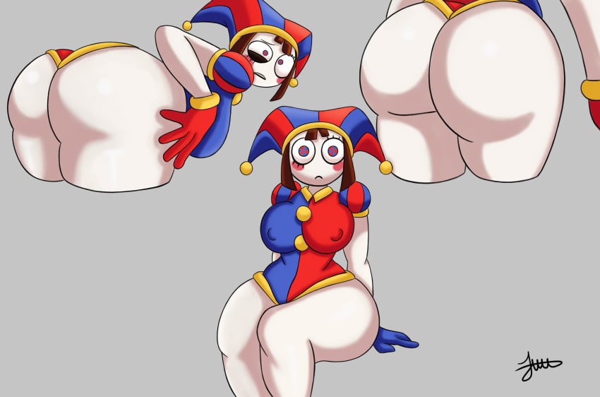 ass ass_focus big_ass big_breasts big_butt breasts clothing clown_girl juuzouthegoat pomni pomni_(the_amazing_digital_circus) the_amazing_digital_circus