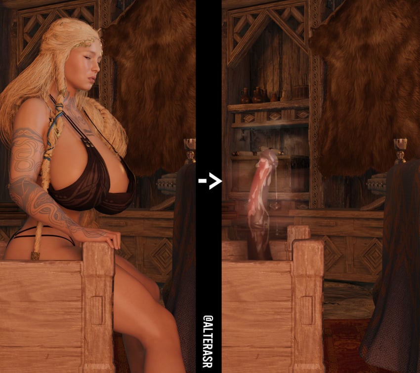 1girls 3d alterasr bikini blender breasts breasts_out cum cum_on_penis dildo dildo_in_pussy dildo_riding dildo_sitting female female_focus female_only god god_of_war god_of_war_ragnarok goddess horse_penis horsecock huge_breasts juice milf mommy norse_runes orgasm side_view sideboob sif_(god_of_war) sitting sitting_on_dildo sitting_on_penis tagme tattoo thick_ass thick_thighs wife