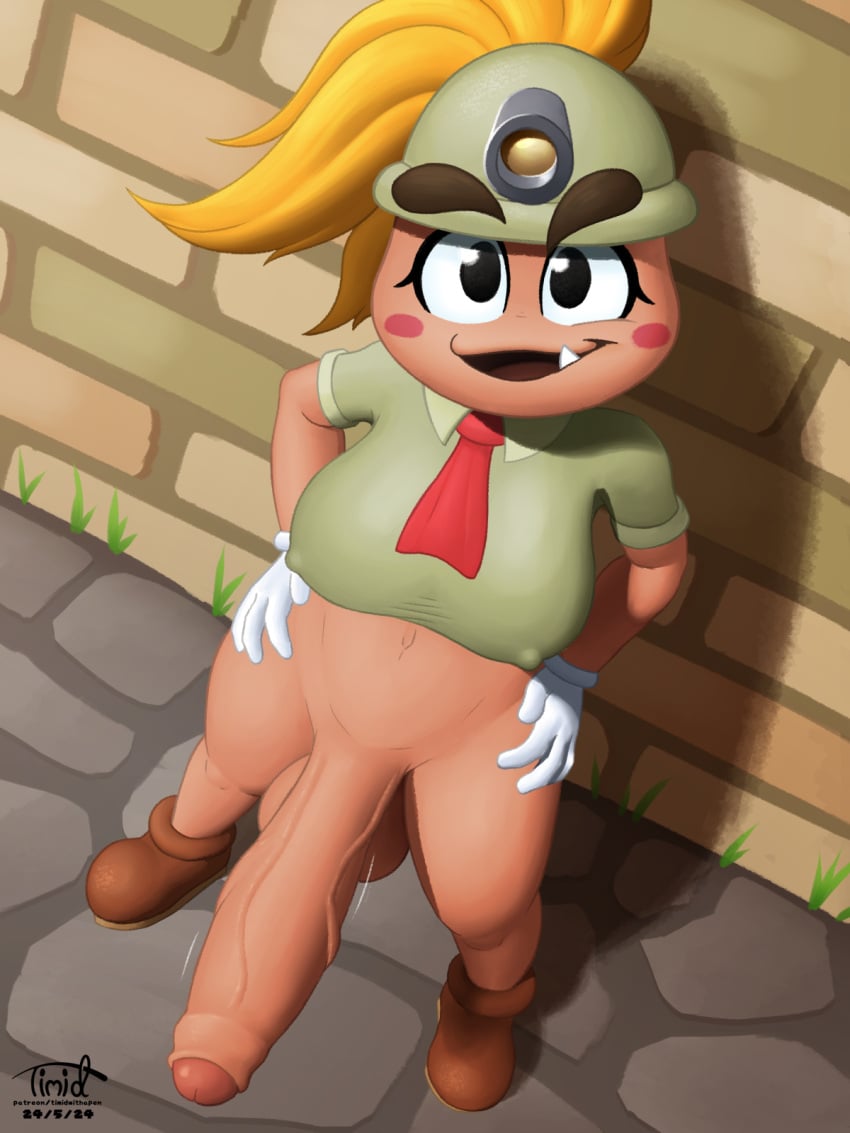 1futa 2024 2d 2d_(artwork) anthro balls big_balls big_penis blonde_hair blush boots breasts clothed clothing digital_media_(artwork) erect_nipples erection female footwear futa futa_only genitals goomba goombella gynomorph hair hand_on_hip hat headgear headwear hi_res humanoid_genitalia humanoid_penis intersex looking_at_viewer mario_(series) necktie nintendo nipple_outline nipples open_mouth outside paper_mario penis png ponytail shirt shoes smile smiling_at_viewer solo standing timidwithapen topwear vein veiny_penis