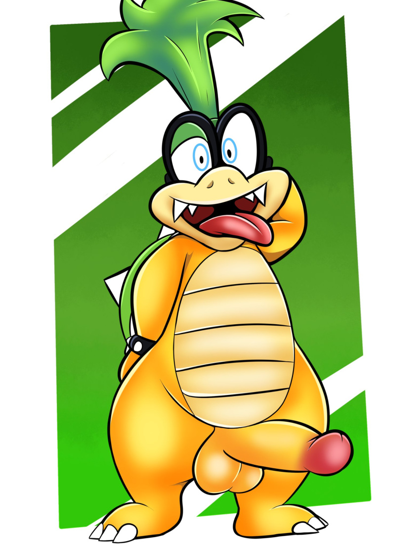 big_balls big_penis flirting_look hand_behind_head iggy_koopa koopaling looking_at_viewer male_only mario_(series) shortstack solo tepigfan101 tongue_out